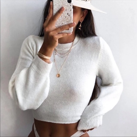 Tiger Mist Sweaters - Tiger Mist Ariel Open Tie Back Jumper Sweater Cream Long Sleeve Size Small